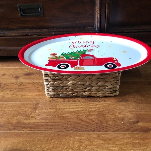 Merry Christmas Old truck & tree large Plastic cookie platter - Picture 2 of 4
